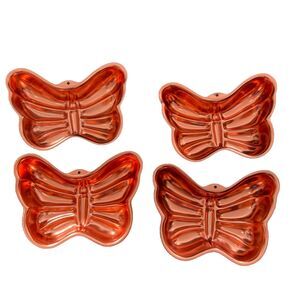 Vintage Lot of 4, Cooper Tone Butterfly Hanging Cake/Jello Mold, Unused